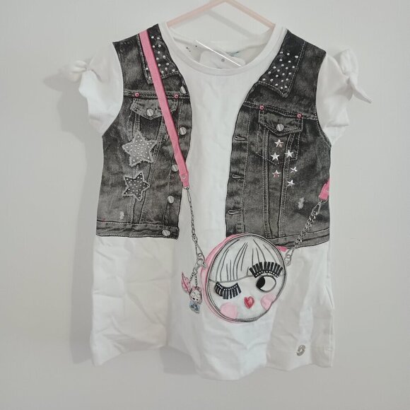 NWT Mayoral white t-shirt with faux vest and bag print size 4 - Picture 1 of 4